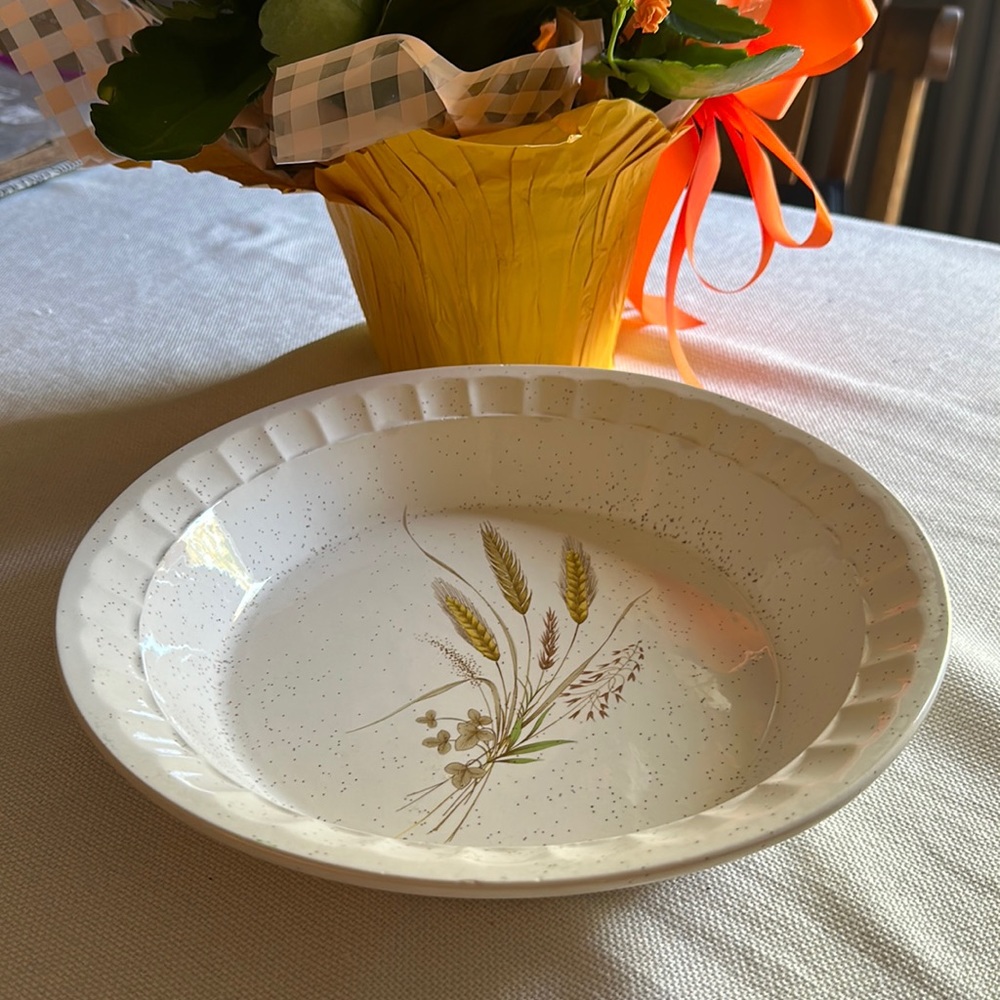 Wheat Treasure Craft ceramic pie plate.